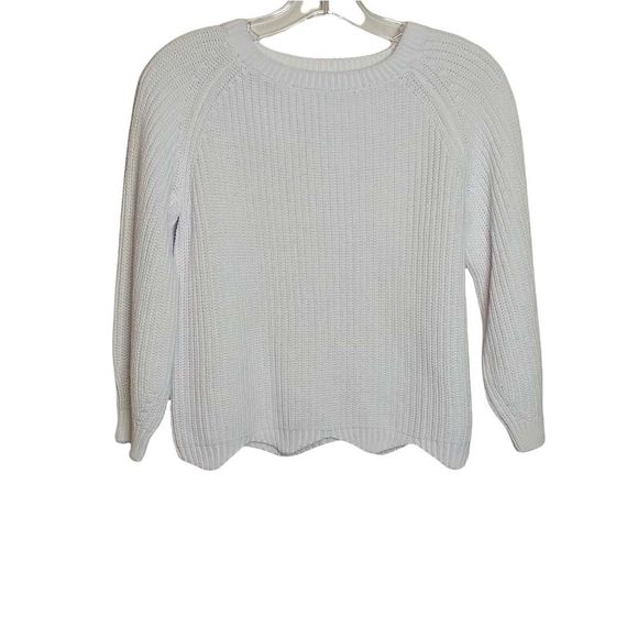 Zara Knitwear Summer Collection White Pullover Sweater Size 7 Scalloped hem. - Picture 1 of 6